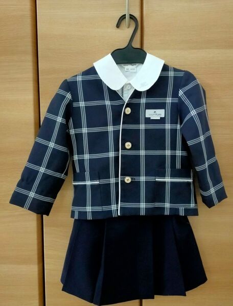 110cm クレージュ　制服　キッズフォーマル　フォーマルスーツ　ブレザー　チェック　幼稚園　保育園　