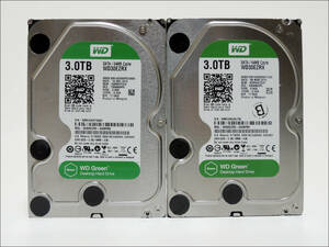 WD 3.5インチHDD WD30EZRX 3TB SATA 2台セット【B】#12120