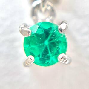 【1円スタート】 エメラルド？ ダイヤモンド ピアス PT900 計0.30ct 1.6g emerald diamond ジュエリー jewelry プラチナ 宝石 アクセサリーの画像4