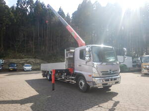 [CH22182]H26 year increase . loading 7300.4 step crane radio-controller Hino Ranger 6 speed MT Unic bed aluminium block 