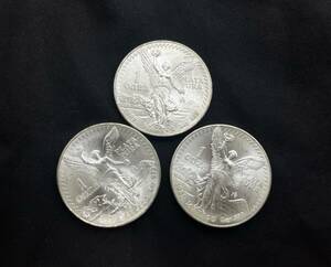 【総重量 約93g】１枚31g×3枚まとめて■MEXICO メキシコ■1985年 1オンザ/1ONZA 銀貨 PLATA PURA 硬貨 匿名配送