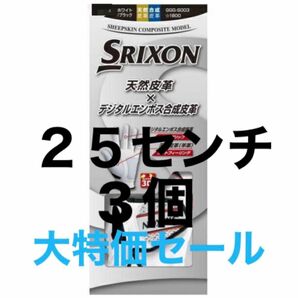 3個　２５センチ　【大特価】　スリクソン ゴルフ　グローブ　ホワイト SRIXON 左手用 複数購入可能　GGG-S003