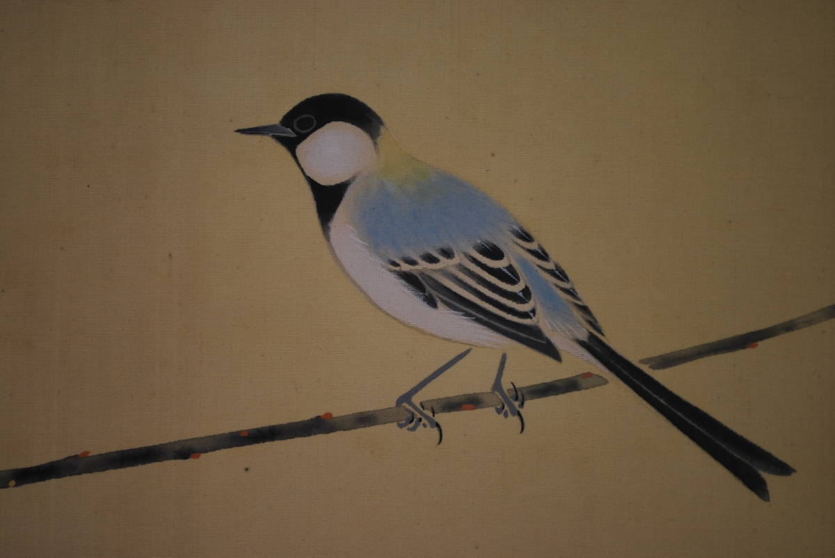 Genuine work/Takayasu Otake/Maple leaves and small birds/Yokomono//Hanging scroll☆Treasure ship☆V-238 JM, Painting, Japanese painting, Flowers and Birds, Wildlife