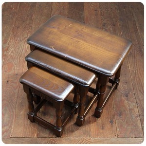 イギリス アンティーク調 ネストテーブル 木製 ローテーブル 装飾 家具「重厚なつくり」P-246