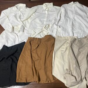 【9号】中古カフェ店員制服、お嬢様白のブラウス、スカート類計9点