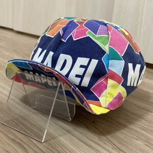 送料無料★正規 イタリア製 マペイ MAPEI サイクリングキャップ サイクルキャップ 多数ロゴ ツバ裏プリント 中古 良質品 489 マルチカラー