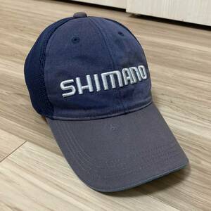 送料無料★シマノ SHIMANO 調整付き メッシュキャップ 帽子★釣り/フィッシング/日常/アウトドア他 SHIMANO 立体刺繍 中古品 518 ネイビー