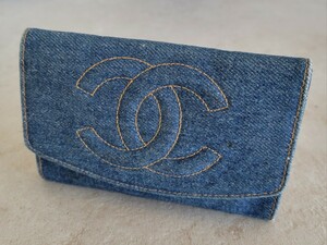 CHANEL　シャネル　本物　ココマーク　ヴィンテージ財布　デニム　インディゴ