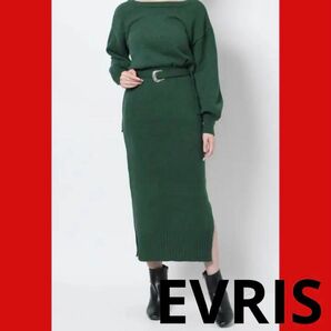 EVRIS ワンピース ロング ニット 長袖 パーティー ふんわり袖 