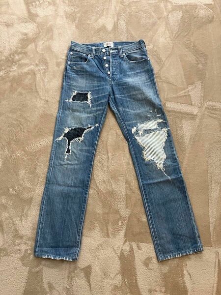 Levis 501 W28 08501-01 リーバイス ヒッコリーストライプ　クラッシュ リペア LVC