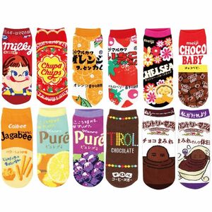 靴下　12足　まとめ売り　レディース　子供　ソックス　お菓子柄　アンクルソックス