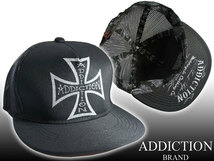 アディクション キャップ 帽子 CAP【アイアンクロス ブラックメッシュ】黒 メッシュキャップ メンズ ADDICTION バイク ホットロッド_画像3