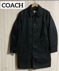 極上COACHライナーベスト付シグネチャー柄ステンカラーコートジャケット/レザー