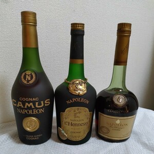 【未開栓　古酒】cognac　3本セット　napoleon courvoisier　camus hennessy ビンテージ　ヴィンテージ　コレクション　0131-B1-SA4