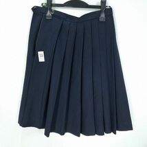 1円 スクールスカート 冬物 w66-丈59 紺 埼玉大宮南高校 プリーツ 学生服 制服 女子 中古 HK1416_画像2