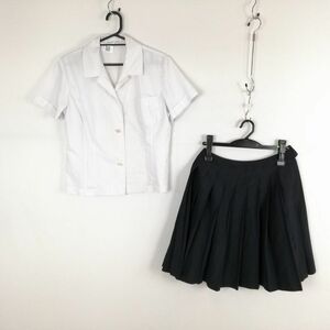 1円 ブラウス スカート 上下2点セット 夏物 女子 学生服 中学 高校 白 制服 中古 ランクC NA6381