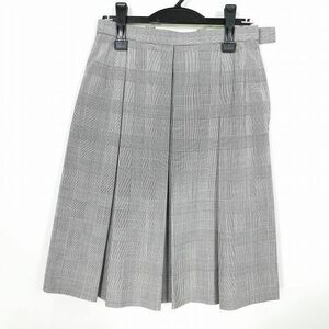 1円 スクールスカート 大きいサイズ 夏物 w72-丈62 チェック 中学 高校 プリーツ 学生服 制服 女子 中古 IN3508