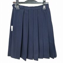 1円 スクールスカート 冬物 w60-丈52 紺 中学 高校 コシノヒロコ プリーツ 学生服 制服 女子 中古 IN3562_画像2