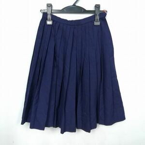 1円 スクールスカート 冬物 w56-丈56 花紺 中学 高校 プリーツ 学生服 制服 女子 中古 HK1641