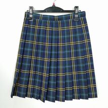 1円 スクールスカート 冬物 w63-丈53 チェック 千葉日本体育大学柏高校 プリーツ 学生服 制服 女子 中古 IN3632_画像1