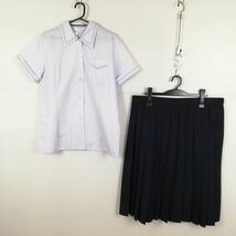 1円 ブラウス スカート 上下2点セット 3L 大きいサイズ 特大 夏物 女子 学生服 中学 高校 白 制服 中古 ランクC EY5929_画像1