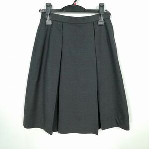 1円 スクールスカート 冬物 w63-丈56 グレー 中学 高校 プリーツ 学生服 制服 女子 中古 IN3804