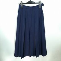 1円 スクールスカート 冬物 w63-丈79 花紺 静岡長泉高校 プリーツ 学生服 制服 女子 中古 IN3987_画像1