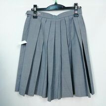 1円 スクールスカート 夏物 w66-丈53 グレー 東京日本大学櫻丘高校 プリーツ 学生服 制服 女子 中古 HK1898_画像2