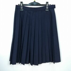 1円 スクールスカート 夏物 w69-丈56 紺 中学 高校 ヒロミチナカノ プリーツ 学生服 制服 女子 中古 HK1907