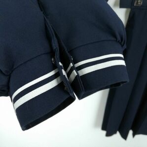 1円 セーラー服 ベスト スカート スカーフ 上下4点セット 指定 大きいサイズ 冬物 白2本線 女子 学生服 中学 高校 紺 中古 ランクC EY6349の画像4