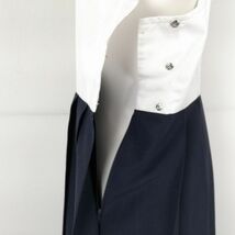 1円 セーラー服 ジャンパースカート 紐タイ 上下3点セット 指定 夏物 白1本線 女子 学生服 熊本慶誠高校 白 制服 中古 ランクC EY6375_画像8