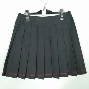 1円 スクールスカート 大きいサイズ 夏物 w75-丈51 グレー 東京桜美林中学高校 プリーツ 学生服 制服 女子 中古 IN4027