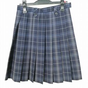 1円 スクールスカート 夏物 w63-丈53 チェック 兵庫甲子園学院中学高校 プリーツ 学生服 制服 女子 中古 IN4059