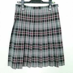 1円 スクールスカート 夏物 w66-丈56 チェック 中学 高校 プリーツ 学生服 制服 女子 中古 IN4004