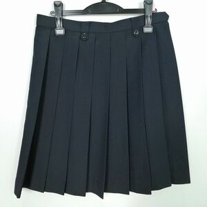 1円 スクールスカート 大きいサイズ 夏物 w72-丈58 ストライプ 大阪摂津高校 プリーツ 学生服 制服 女子 中古 IN4029