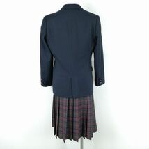 1円 ブレザー チェックスカート リボン 上下4点セット カンコー 冬物 女子 学生服 大阪箕面東高校 紺 制服 中古 ランクC EY6575_画像2