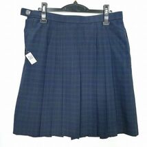 1円 スクールスカート 大きいサイズ 夏物 w80-丈56 チェック 岐阜各務原西高校 プリーツ 学生服 制服 女子 中古 IN4183_画像2