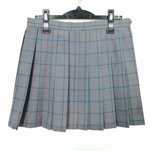 1円 スクールスカート 夏物 w69-丈40 チェック 中学 高校 ミニ丈 プリーツ 学生服 制服 女子 中古 IN4166