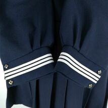 1円 セーラー服 ミニスカート スカーフ 上下3点セット 冬物 白3本線 女子 学生服 中学 高校 紺 制服 中古 ランクB EY6970_画像4