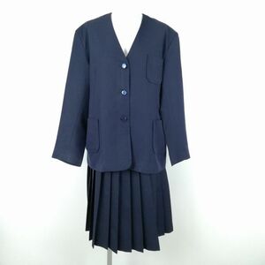 1円 イートン スカート 上下2点セット 指定 大きいサイズ 冬物 女子 学生服 中学 高校 紺 制服 中古 ランクC EY7116