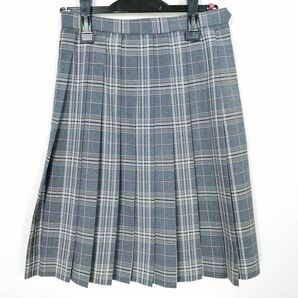 1円 スクールスカート 夏物 w63-丈57 チェック 中学 高校 プリーツ 学生服 制服 女子 中古 IN4250の画像1