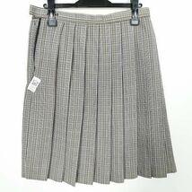 1円 スクールスカート 大きいサイズ 夏物 w72-丈58 チェック 静岡小笠高校 プリーツ 学生服 制服 女子 中古 IN4255_画像2