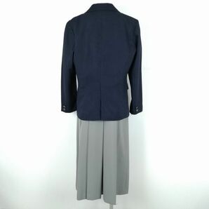 1円 ブレザー ベスト スカート 紐タイ 上下5点セット 指定 大きいサイズ 冬物 女子 学生服 中学 高校 紺 制服 中古 ランクC EY6802の画像2