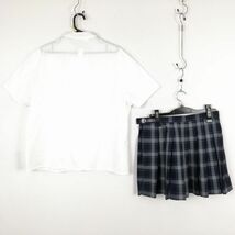 1円 ブラウス マイクロミニスカート ネクタイ 上下3点セット 3L 大きいサイズ 特大 夏物 女子 学生服 兵庫播磨高校 白 中古 ランクB EY4780_画像2