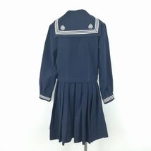 1円 セーラー服 スカート スカーフ 上下3点セット 冬物 白3本線 女子 マルス洋装店 学生服 埼玉松山女子高校 紺 制服 中古 ランクC EY7244_画像2