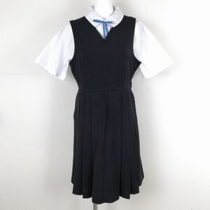 1円 ジャンパースカート 紐タイ バスト86 ウエスト74 トンボ 冬物 女子 学生服 中学 高校 制服 中古 ランクC EY7175