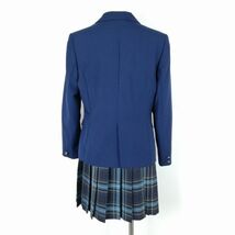 1円 ブレザー チェックスカート リボン 上下4点セット 165A カンコー 冬物 女子 学生服 兵庫宝塚西高校 花紺 制服 中古 ランクB EY7469_画像2