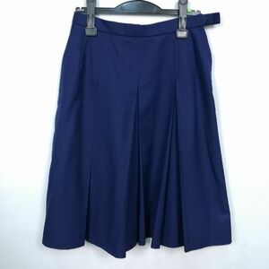 1円 スクールスカート 冬物 w66-丈60 花紺 中学 高校 プリーツ 学生服 制服 女子 中古 HK2379