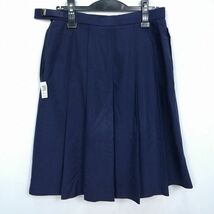 1円 スクールスカート 大きいサイズ 夏物 w72-丈58 紺 大分中津北高校 プリーツ 学生服 制服 女子 中古 HK2392_画像2