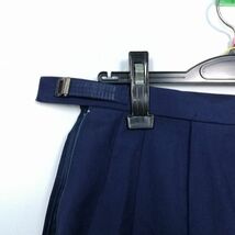 1円 スクールスカート 大きいサイズ 夏物 w72-丈58 紺 大分中津北高校 プリーツ 学生服 制服 女子 中古 HK2392_画像3